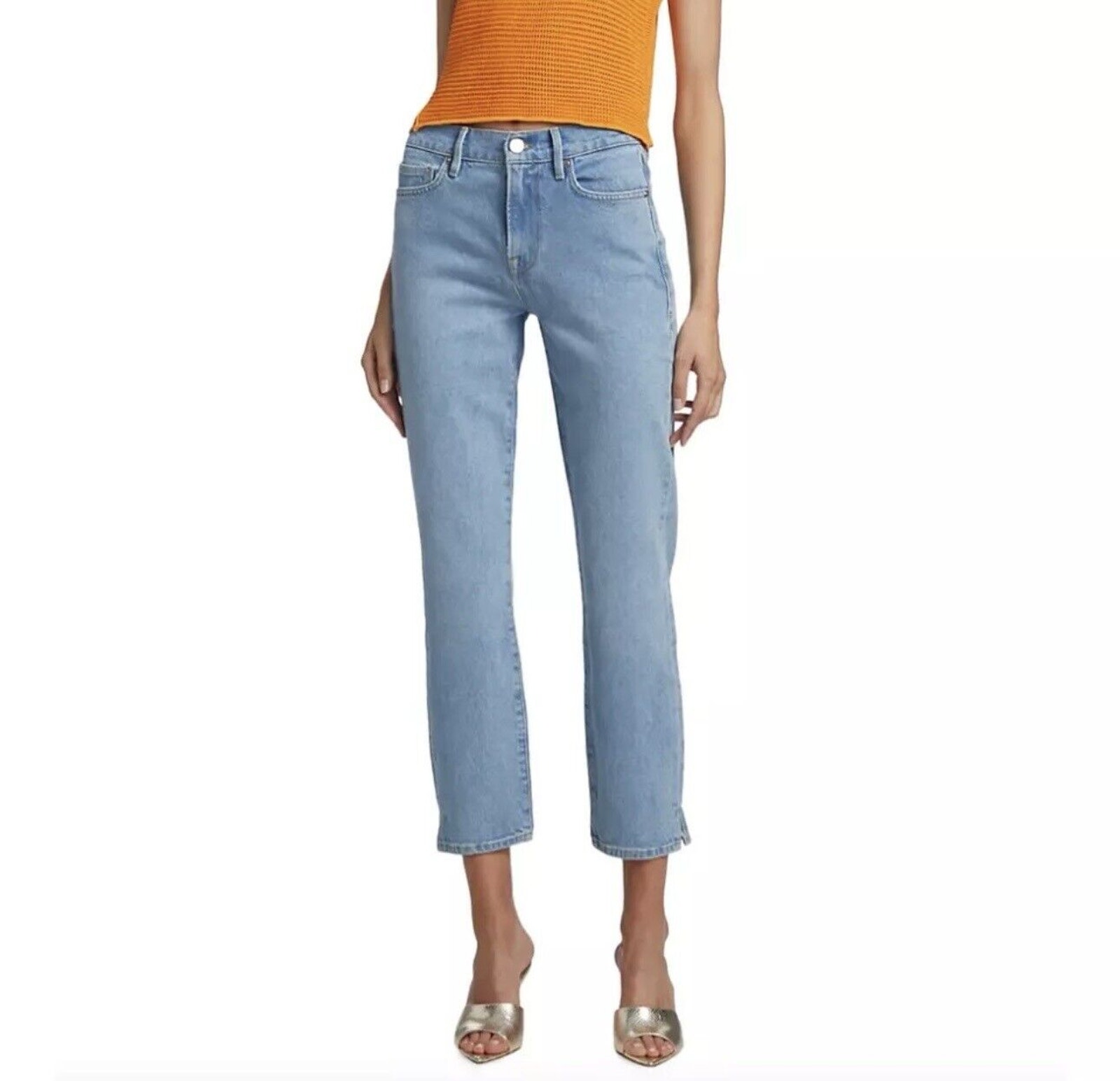 Nwt Frame Denim Le High Waist Ankle Straight Leg Jean Caye Sand Lyocell Blend 27